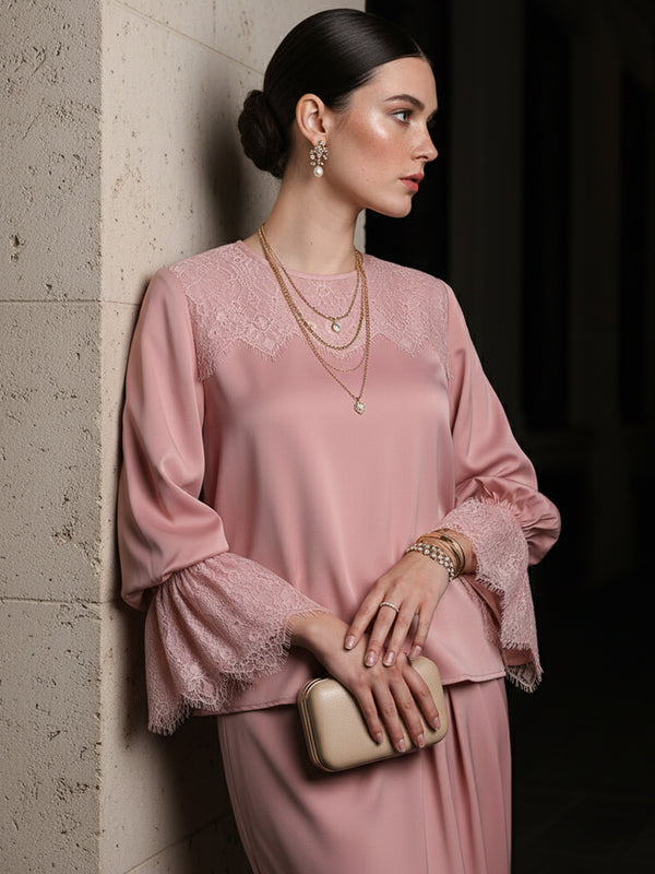 BAJU KURUNG KEDAH MODEN GRACELYN (DUSTY PINK)